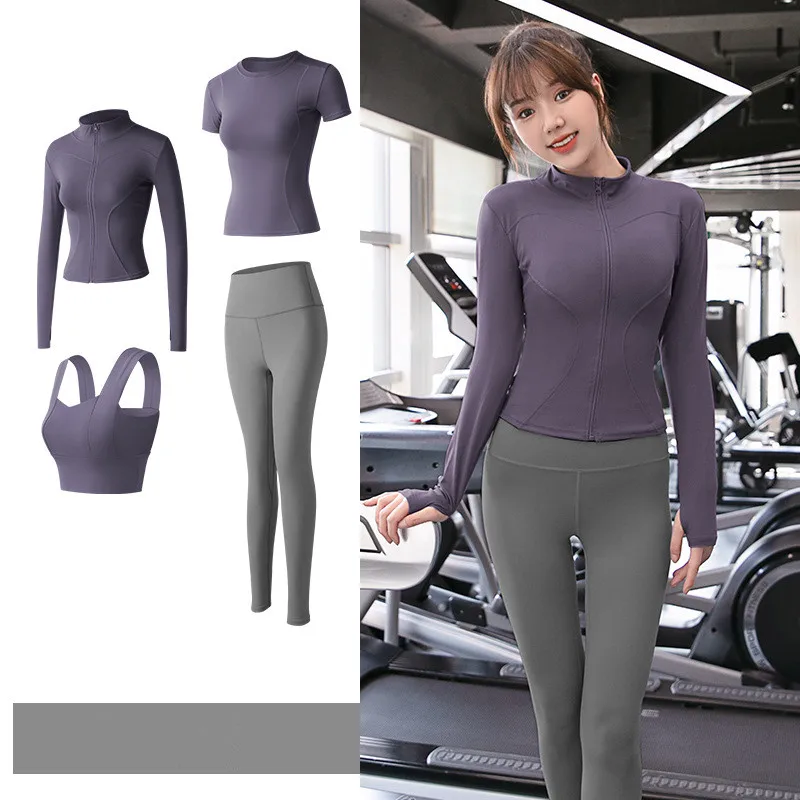 

2/4 Pieces Set Seamless Women Yoga Set Workout Sport Pants Bra Gym Suits Fitness Shorts Crop Top High Waist Running Legging