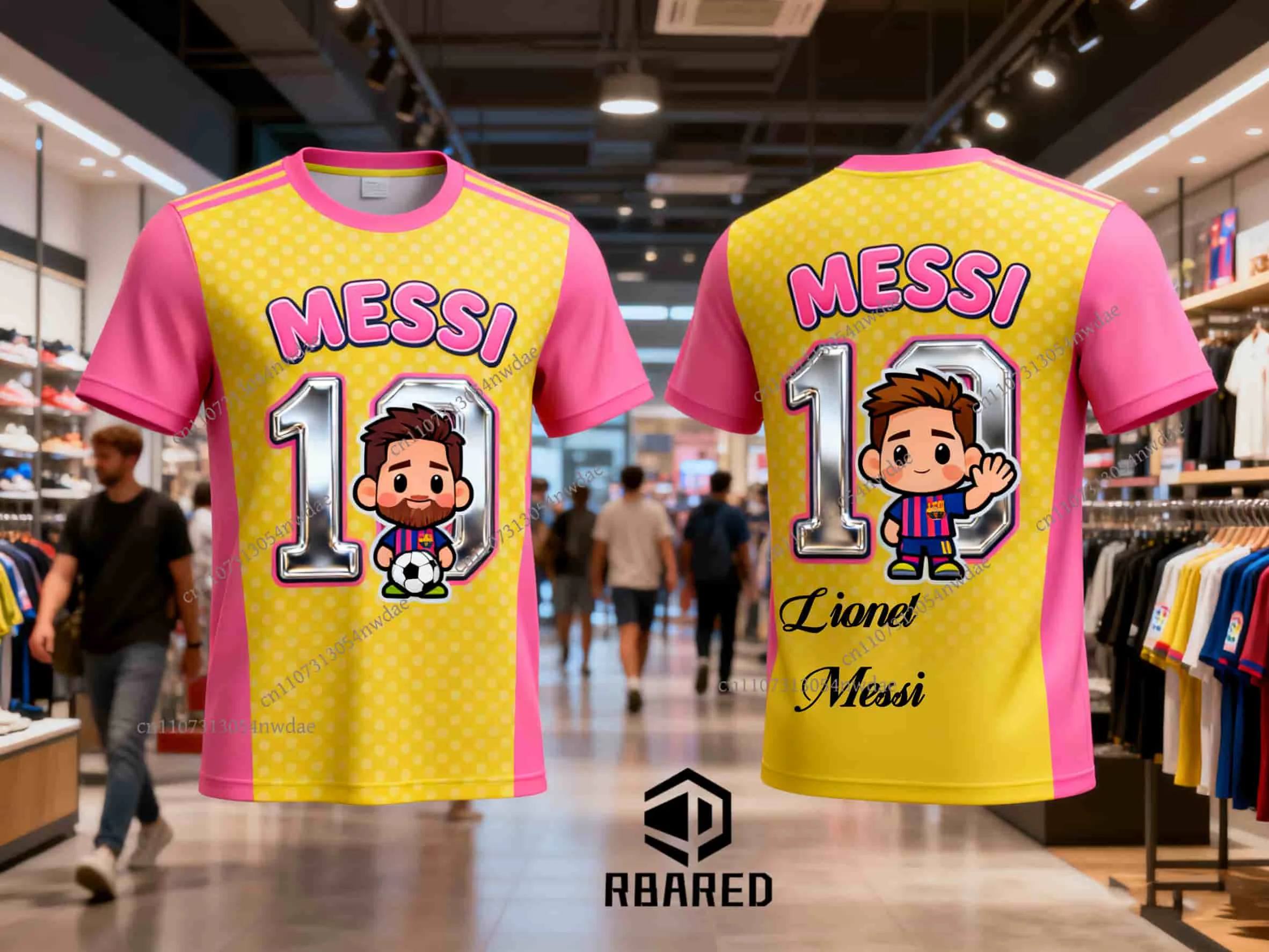 MESSI No.10 Graffiti 3D مطبوعة مروحة تذكارية لكرة القدم قصيرة الأكمام AI جيرسي - لجميع الأعمار، تنفس، عارضة وملابس رياضية #2