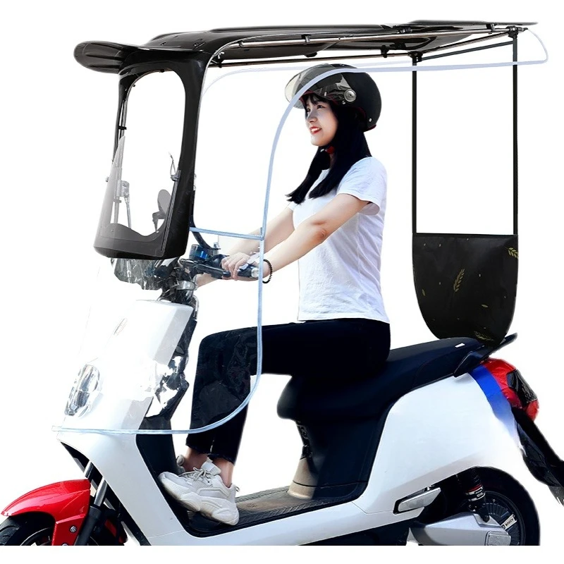 

Electric motorcycle canopy, caravan, windshield, sunscreen, rainproof, sunshade umbrella, thickened 7-character caravan shed