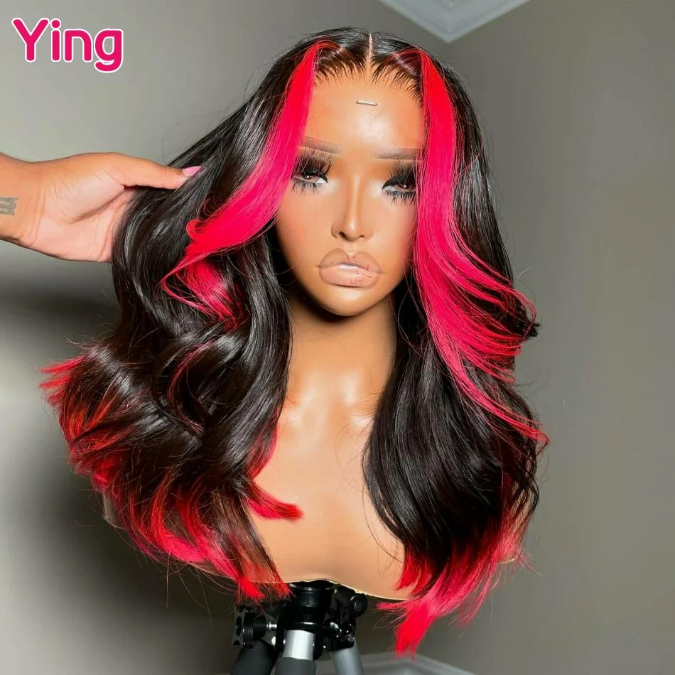 

Highlight Rose Red Brazilian Body Wave 13x6 Lace Front Human Hair Wig 3x4 Lace Frontal Wig 34 36 Inch PrePlucked With Baby Hair