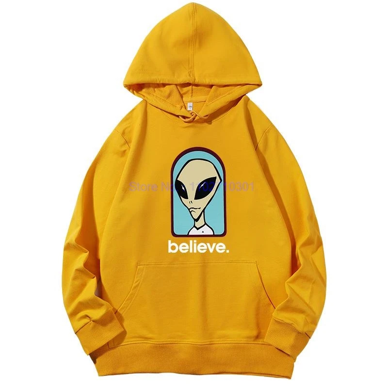 Funny Alien Graphic Hooded Sweatshirts Workshop Believe Speed Way Essentials Cotton Spring Autumn Hoodie Men's Sportswear