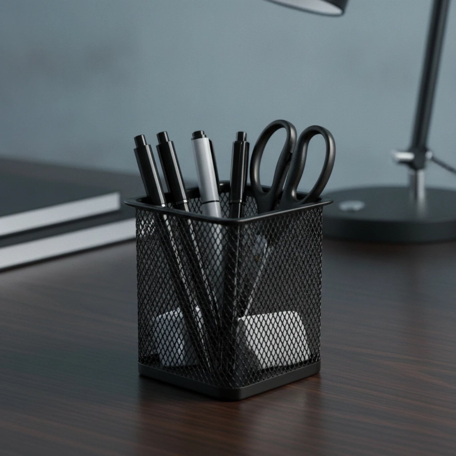 Metal Mesh Pen Holder Space-Efficient Attractive Pen Holder Square Mesh Desk Supply Organizer Versatile Rust-Resistant