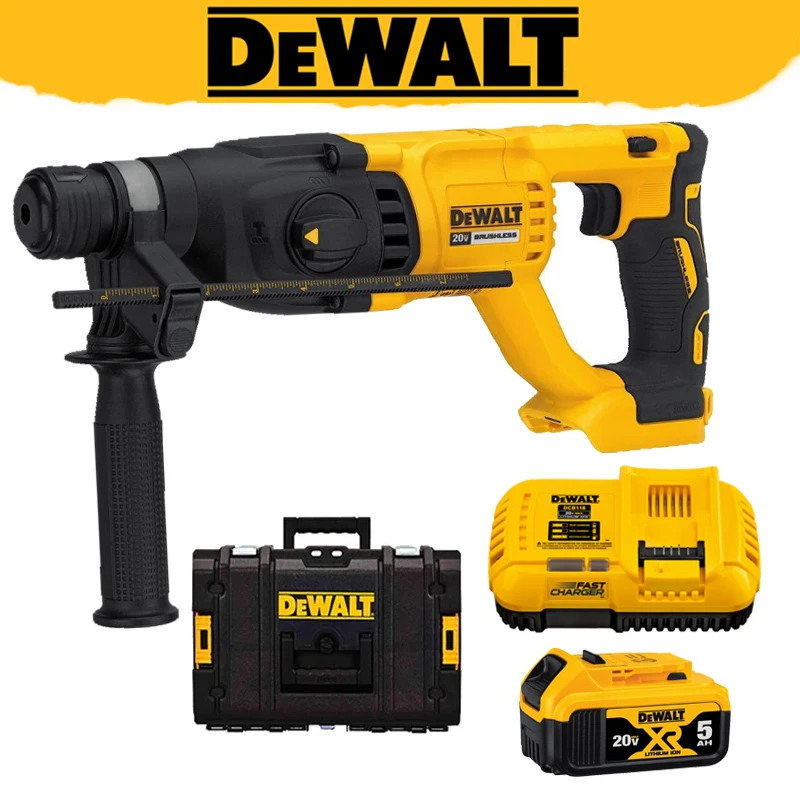 DEWALT DCH133 20V Brushless 1” D-Handle Rotary Hammer Drill Variable Speed Rechargeable Drill Battery Charger Set Power Tool