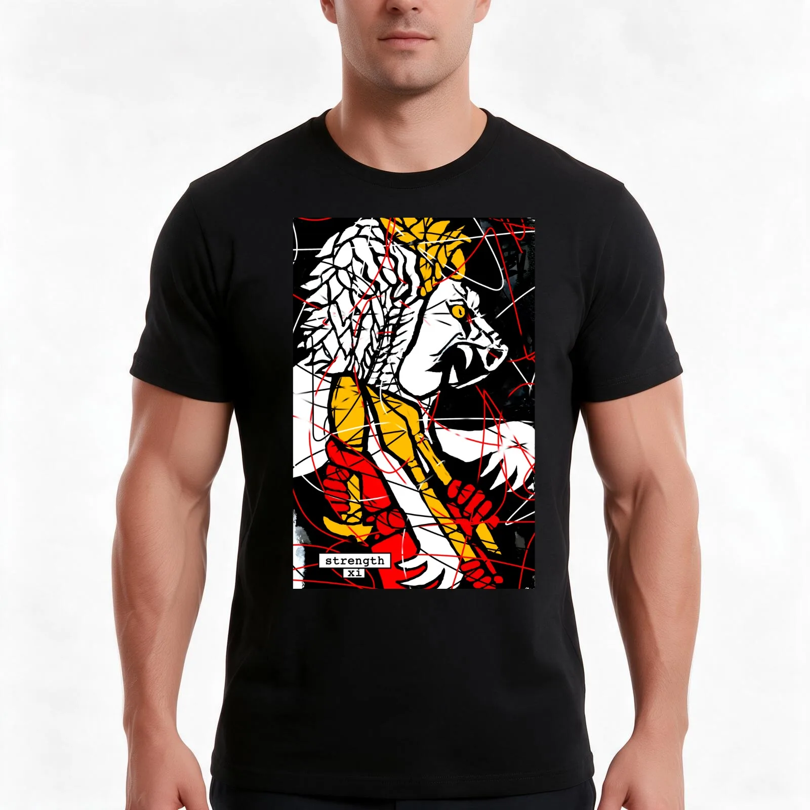 Strength (Matrota Tarot) T-Shirt, Summer Casual Cotton Tee, Oversized Streetwear Tops, Vintage Graphic Print, Unisex Men Women