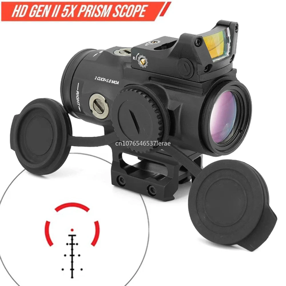 Tactical VT HD 3X 5X GEN II Prism Rifle Scope BDC4 Reticle With M1 3 MOA Red Dot Sight Fit 20mm Rail Airsoft Hunting Wargame