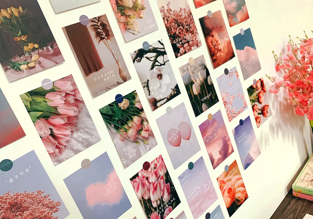 30Sheets/Lot New Flower Printed PostcardS Set Message Greeting Card Gift Wish Card Decoration Blessing Postal Card Lettercard