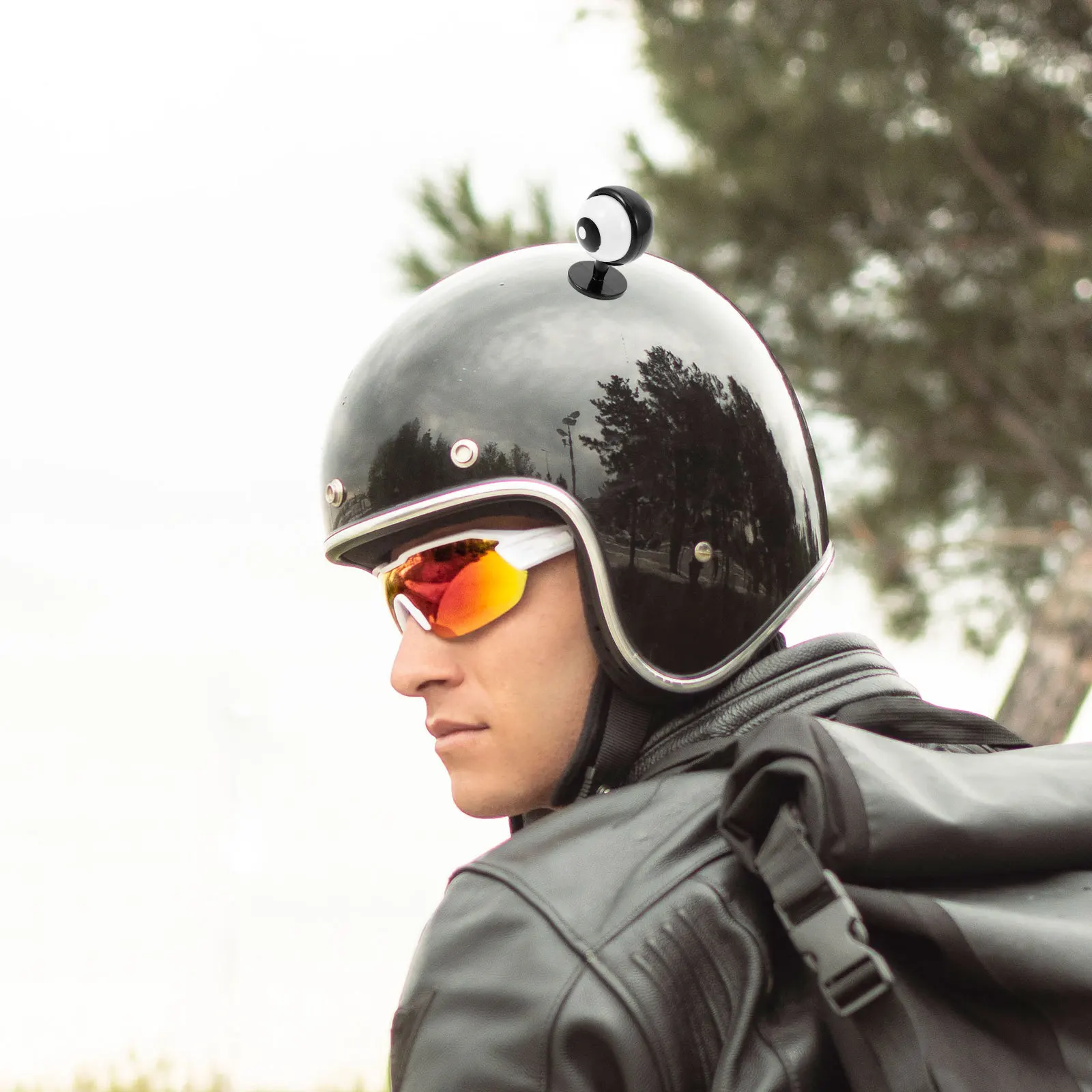 

Adorable 3D Eye Decoration for Motorcycle Self-Adhesive Cute Horns Waterproof Stickers for Bike Ski Decor