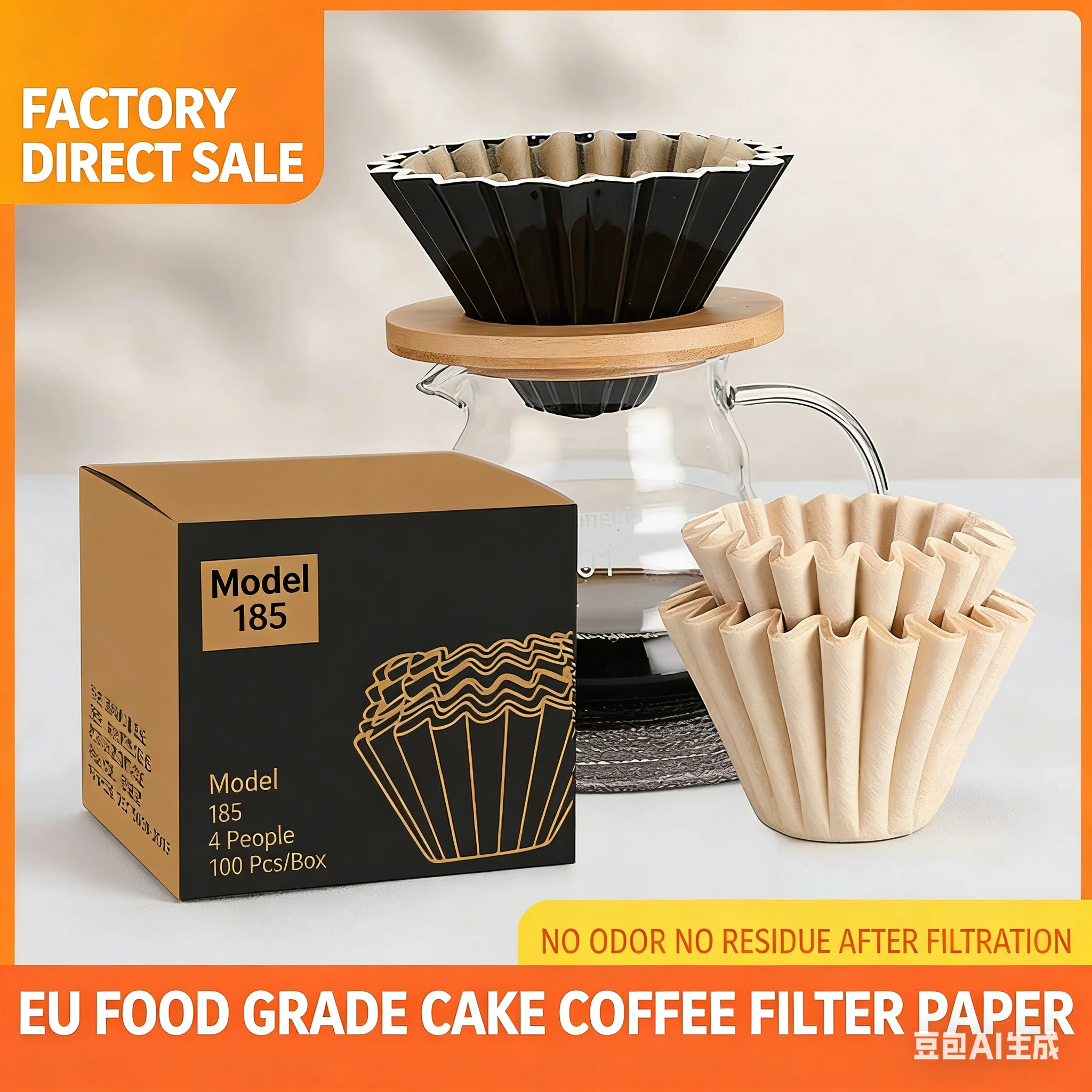 50/100pcs Hand Brewed Drip Filter Coffee Filter Paper, Fits B75 Coffee Dripper & 1-2 Cups Wave Dripper Coffee Filter Papers