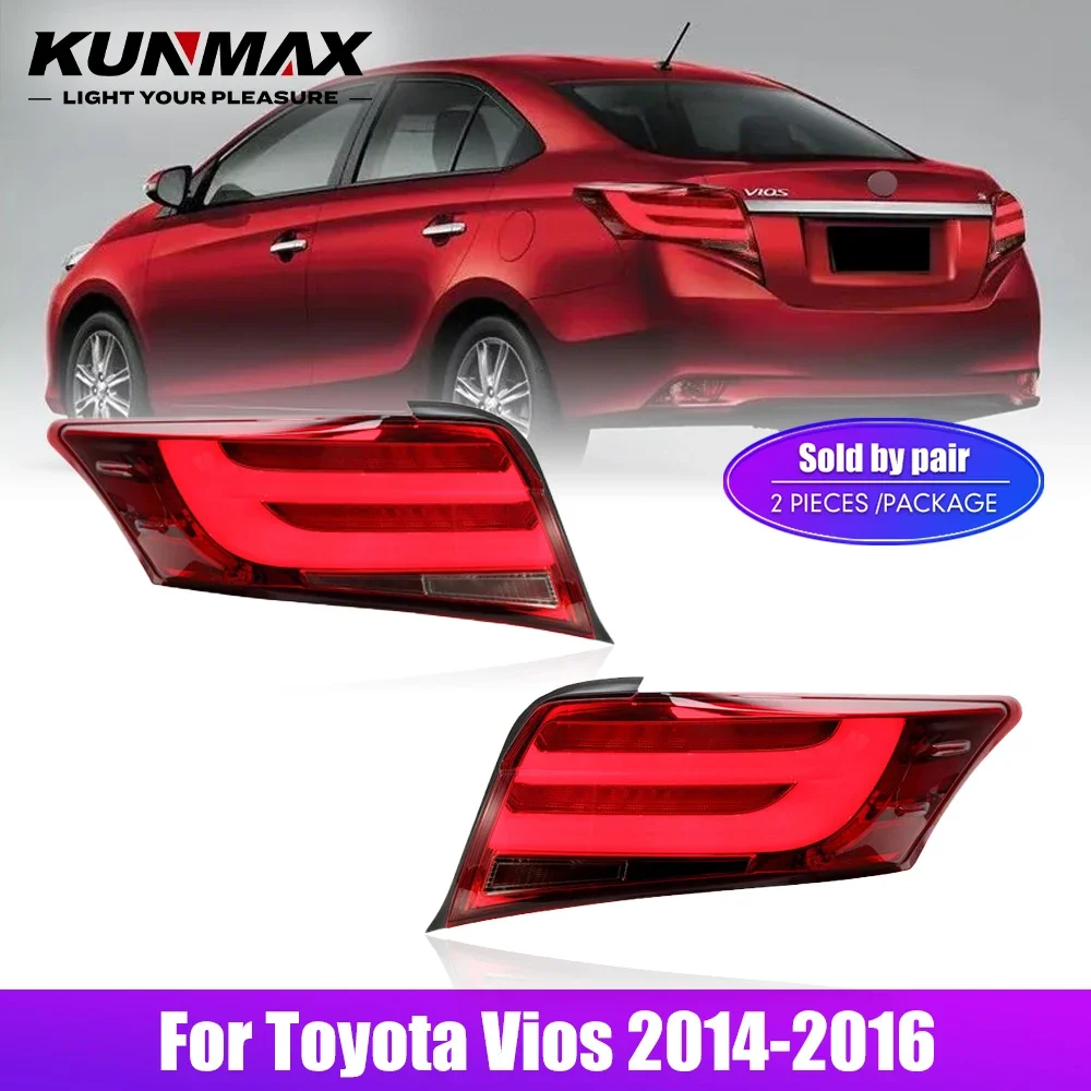 زوج من أضواء خلفية LED لتويوتا فيوس 14-16 DRL عكس الفرامل إشارة دوران سيارة الخلفية الذيل ضوء الجمعية التوصيل والتشغيل 2 قطعة