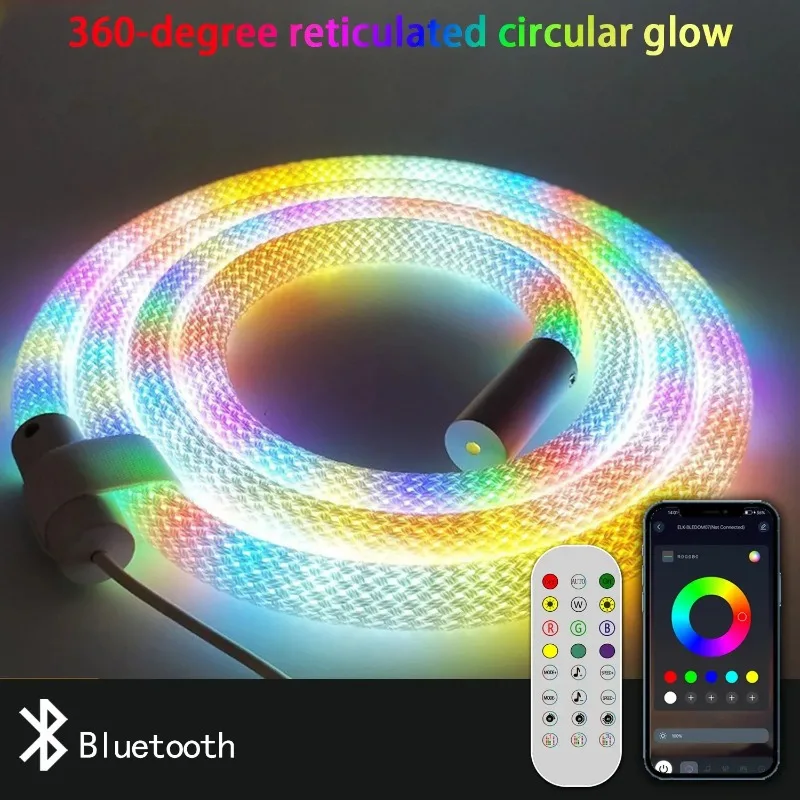 LED Neon Light Strip With 360 Degree Luminous Circular Bluetooth APP Application Control IP67 Waterproof Suitable for Background