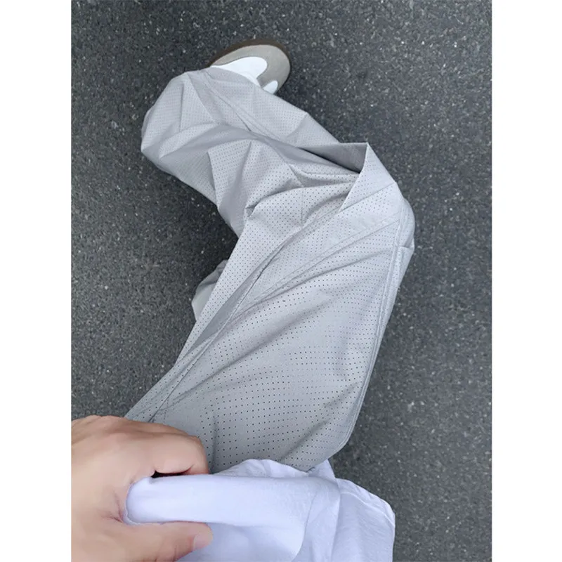 

Мужские летние тонкие брюки из ледяного шелка для активного отдыха, быстросохнущие, дышащие, с расклешенным дизайном, повседневные, прямого кроя