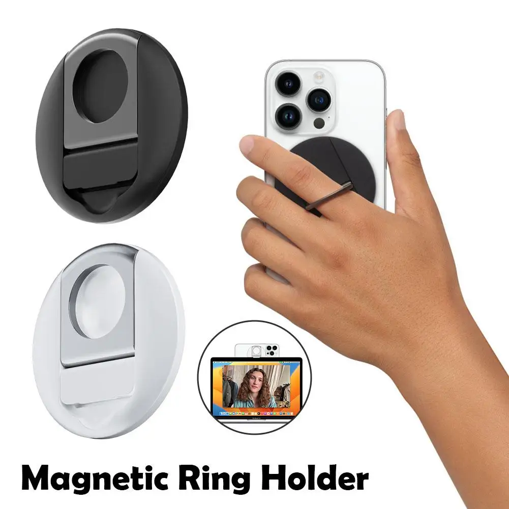 Magnetic Phone Holder For Mac Notebook For MagSafe For IPhone 14/ 13/12 Continuity Camera Mount Round shaped Support W8V9