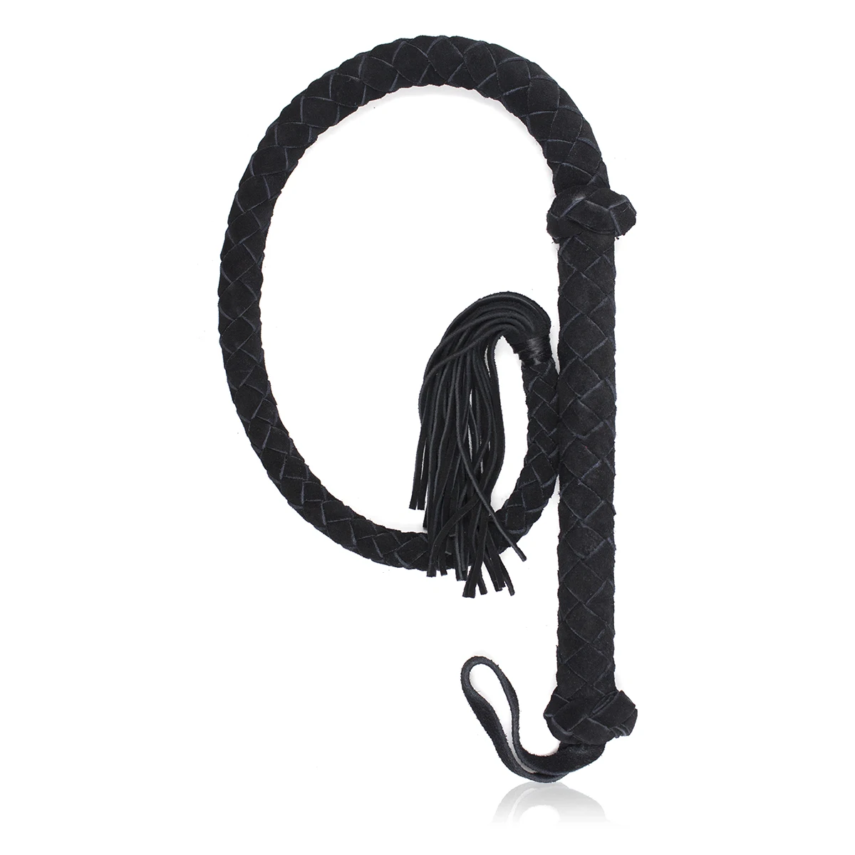 

VaHppy Genuine Leather Adult SM Toys Snake Whip 108cm 250g Black/Red Fringed Ponytail Braided Conditioning Spanking Bondage