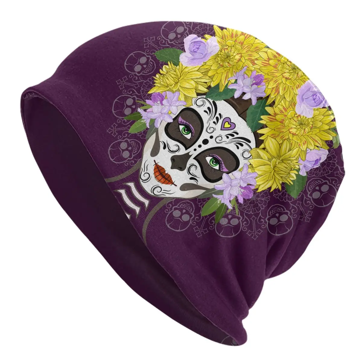 

Santa Muerte Peonies Calavera Catrina Day Of The Dead Bonnet Hat Men And Women Knitted Bean es Soft Turban Hat Hip Hop Beanie