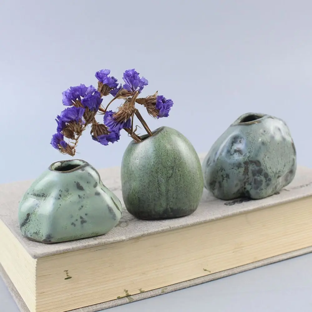 Smooth Ceramic Mini Vases Elegant Cute DIY Hydroponic Flower Vases Irregular Stone Vase Ornament Home Decor