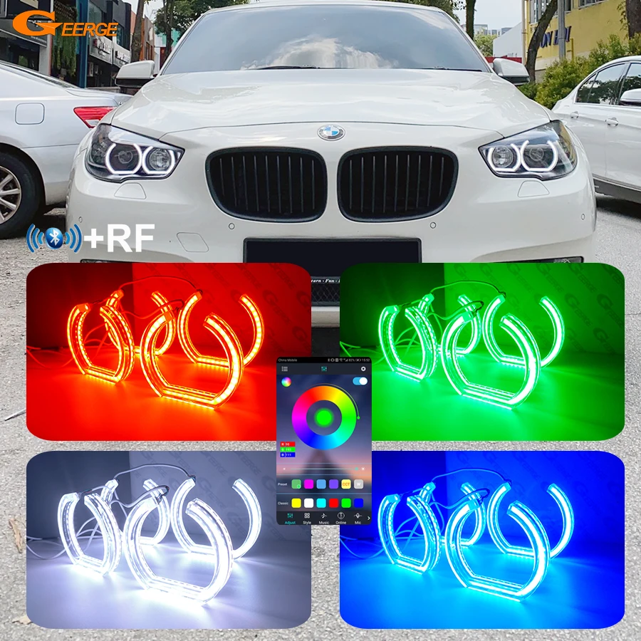 

For Bmw 5 Series Gt F07 2009 2010 2011 2012 2013 Bluetooth App DTM Style Multi Color RGB Led Angel Eyes Kit Halo Rings