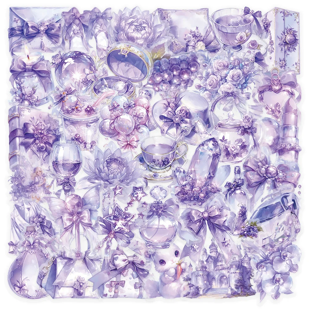 

60pcs Purple dream sticker, transparent sticker, mobile phone case, water cup, hand account material, waterproof decoration.