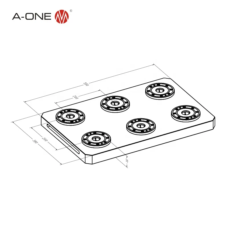 A-ONE Pneumatic 6 in 1 zero point chuck for Fanuc 4 Axis CNC Machining