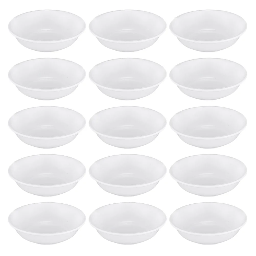 15 Pcs White Round Tray Plastic Saucer Serving Utensils Side Dish Plates Metal Pp