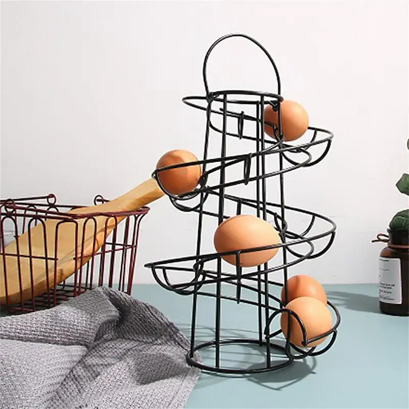 Vertical Egg Rack Spiral Storage Rack Egg Skelter Deluxe Spiraling Dispenser Rack Basket Space Saving Multi-functional Dispenser