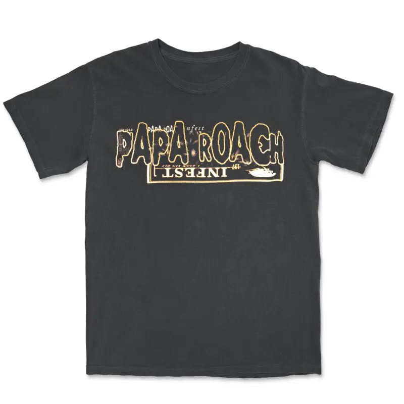 Horizontal Papa Roach T-Shirt Men Women  Metal Rock Band Graphic Tee 100% Cotton Summer Streetwear Top