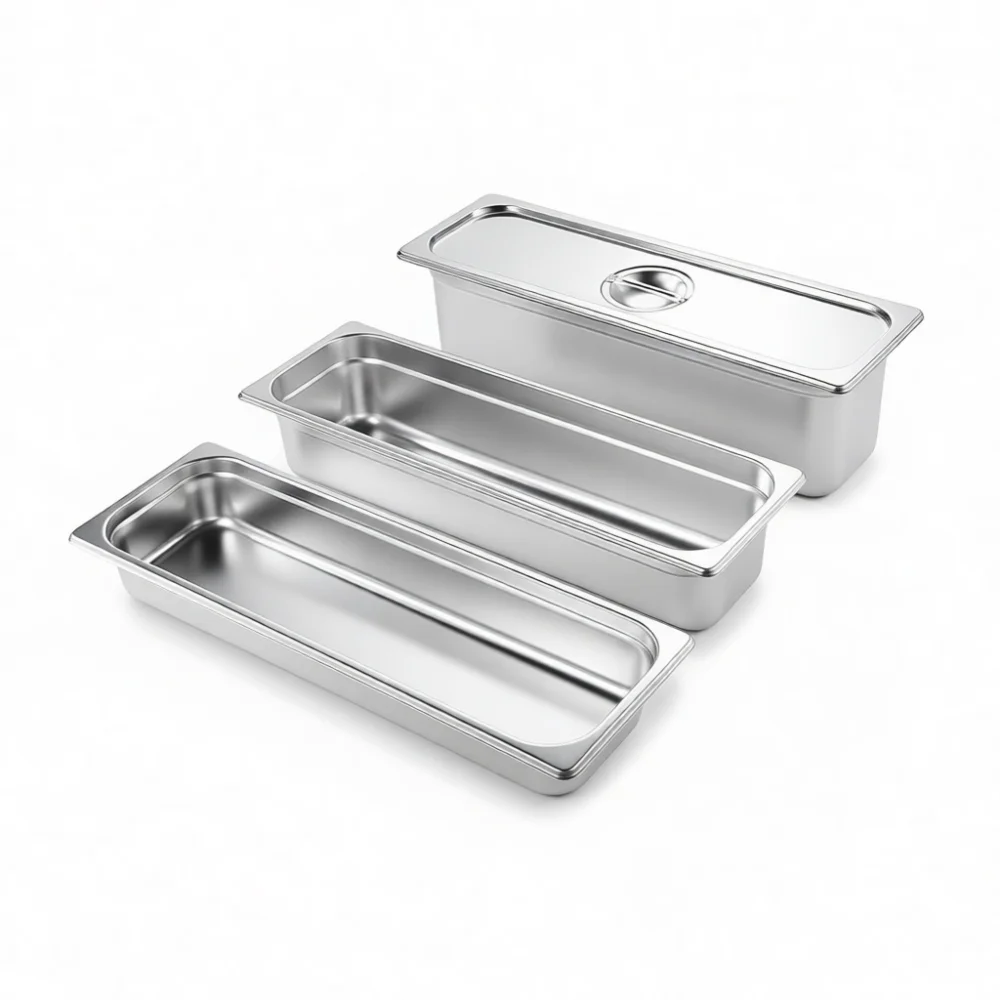 Durable Stainless Steel Catering Pan With Cover Rectangular Food Container For Kitchen Bakery Hotel Restaurant