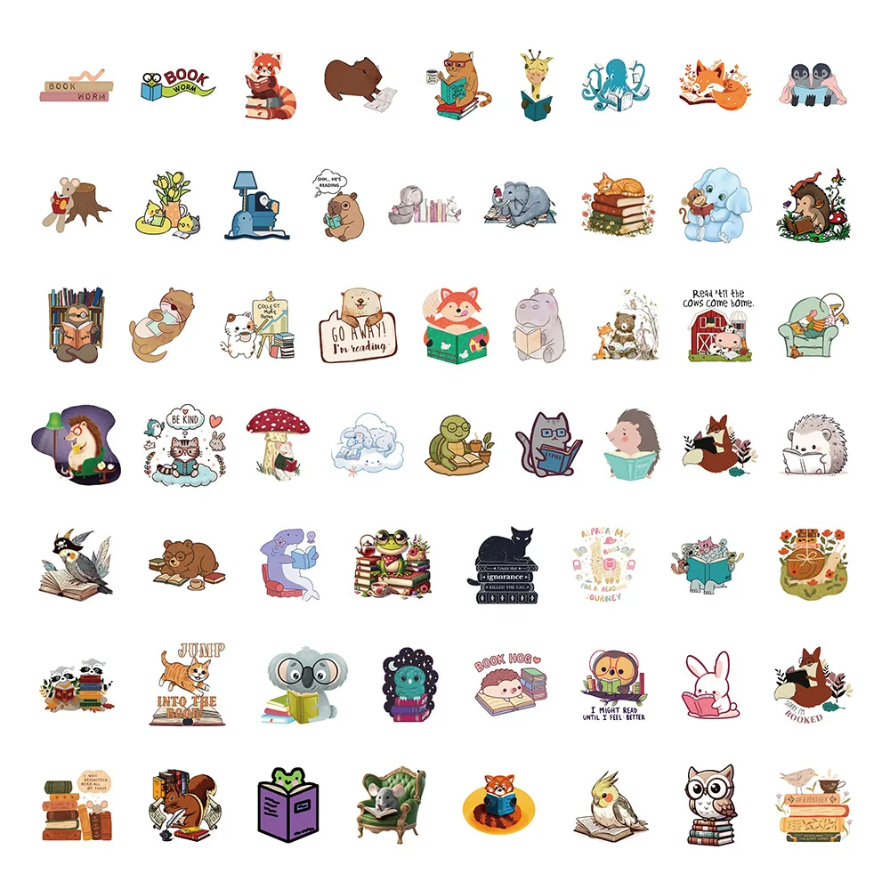 10/30/60 pçs dos desenhos animados engraçado leitura animal doodle adesivos decorativos brinquedos das crianças diy skate capacete da motocicleta guitarra
