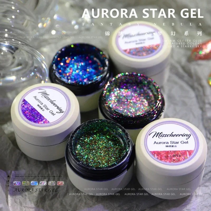 6ML Shiny Gel Nail Polish Painting Nail Art Vernis Semi Permanent Diamond Glitter Polish UV Nail Gel Top Coat Manicure