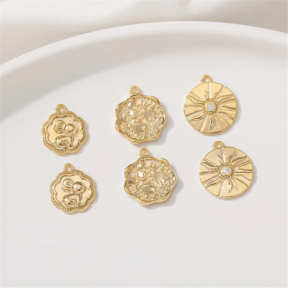 

14K Gold Wrapped Love Flower Leaf Pendant DIY Handmade Bracelet Necklace Ear Jewelry Material Accessories L422