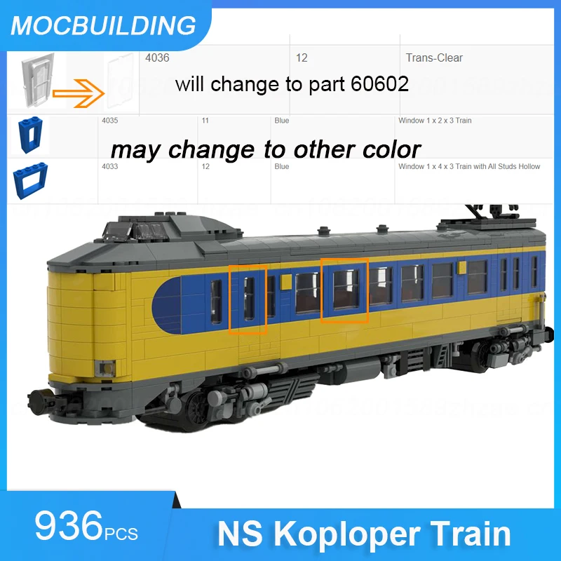 NS Koploper Train Transportation MOC Building Blocks DIY Assemble Bricks Educational Collection Display Xmas Toys Gifts 936PCS