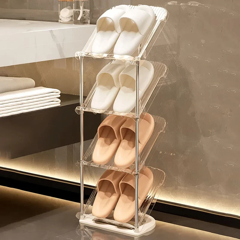 Transparent Shoe Rack Light Luxury Multi-Tiers Shoes Shelf Clear Shoes Storage Rack Tilted Save Space Shoe Cabinet 4/5 Layers