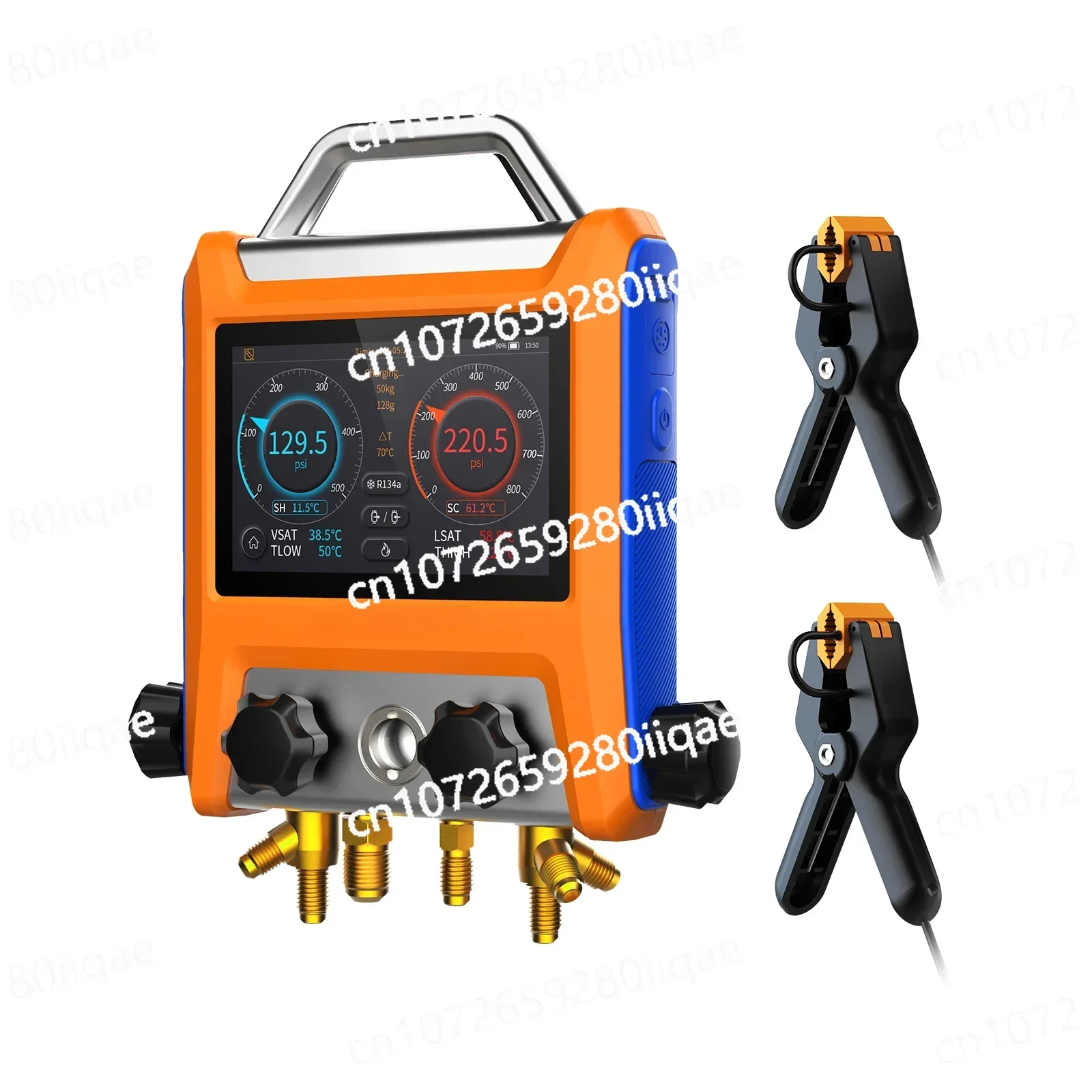 Intelligent 4 Valves Digital Manifold Kit with 5” Smart Touch Screen Gauge with Bluetooth