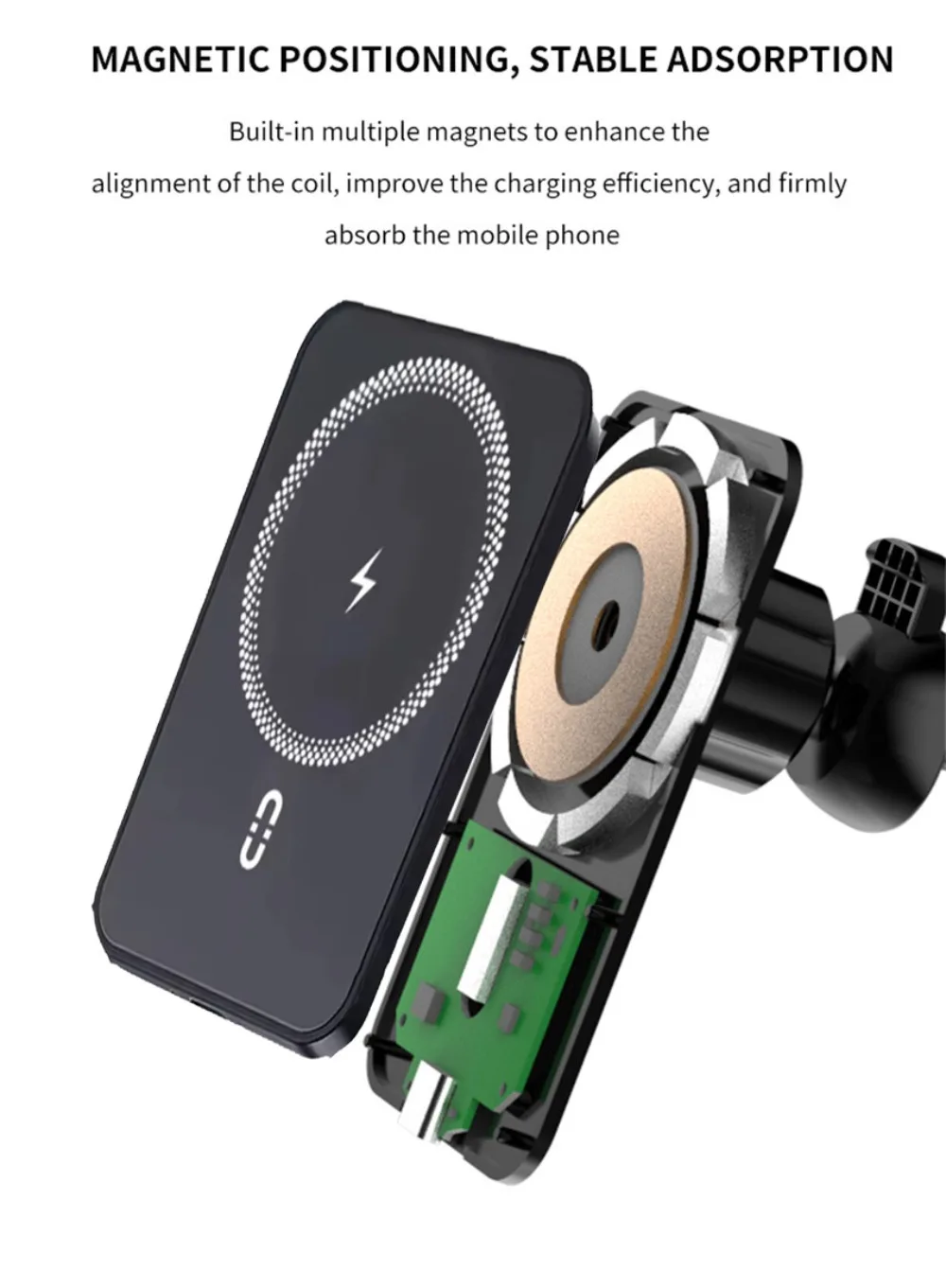 360° drehbarer magnetischer Auto-Lüftungshalter mit kabellosem Ladegerät für MagSafe iPhone 17~12 Samsung Xiaomi Handyhalterung – Detail 4