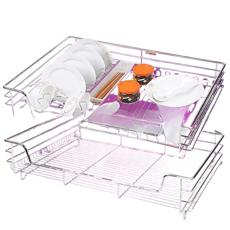 

Cabinet basket, stainless steel damping basket, kitchen dish rack, stainless steel seasoning basket