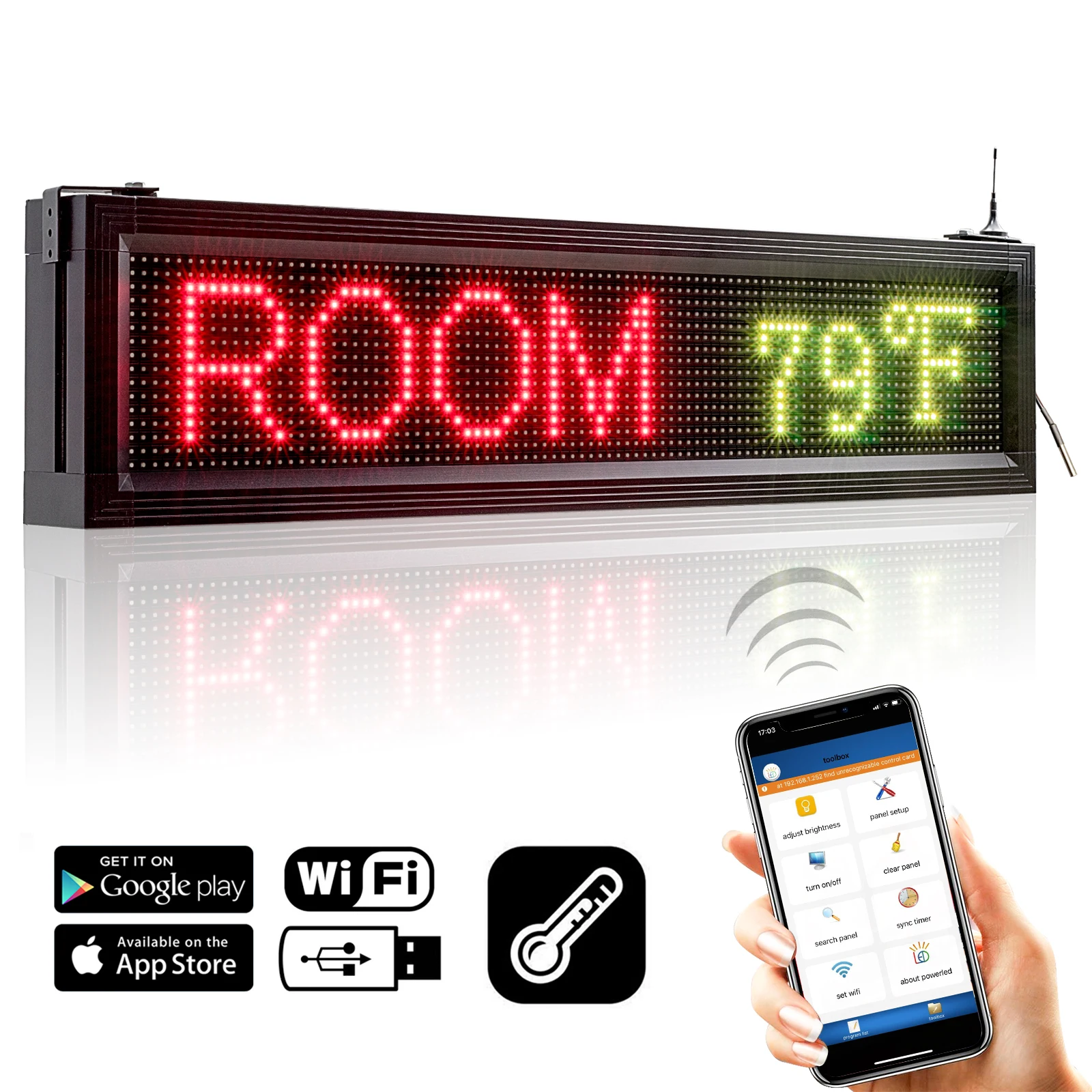 Outdoor Signs With Temperature Sensor Multi Color Yard Signs By Your Phone Programming Message