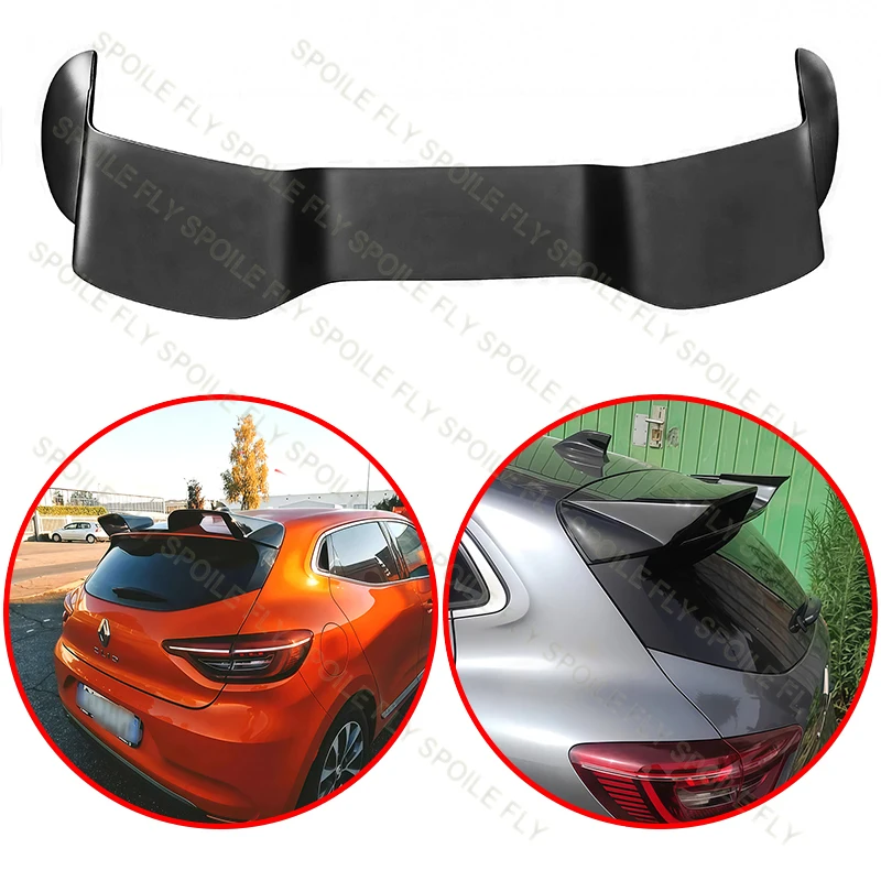 2019 To 2024 For Renault Clio MK5 Car Rear Roof Wing Lip Spoiler Body Kit Hight Quality ABS Glossy Black Car  Accessories