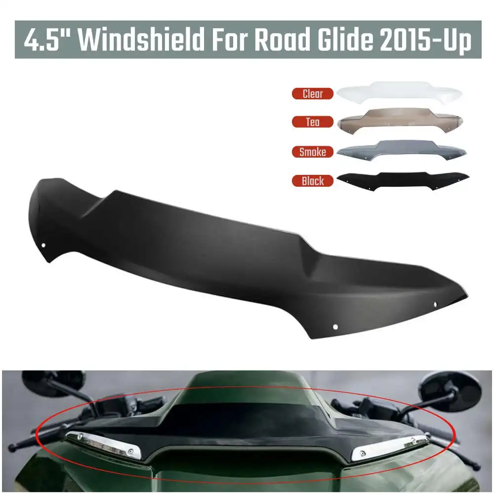 

4.5" Motorcycle Windshield Windscreen Fairing Wind Deflector for Harley Touring Road Glide FLTR Ultra FLTRU Custom FLTRX CVO 15+