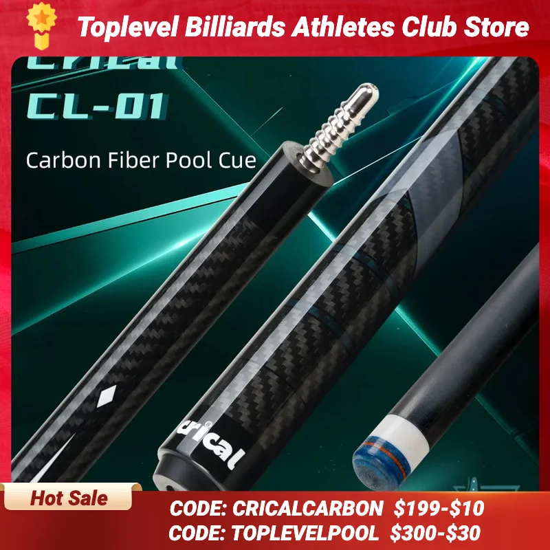 Crical Carbon fiber pool cue 12.5mm tip 3/8*8 pin carbon fiber cue stick 1/2 Split low Deflection billiard cue