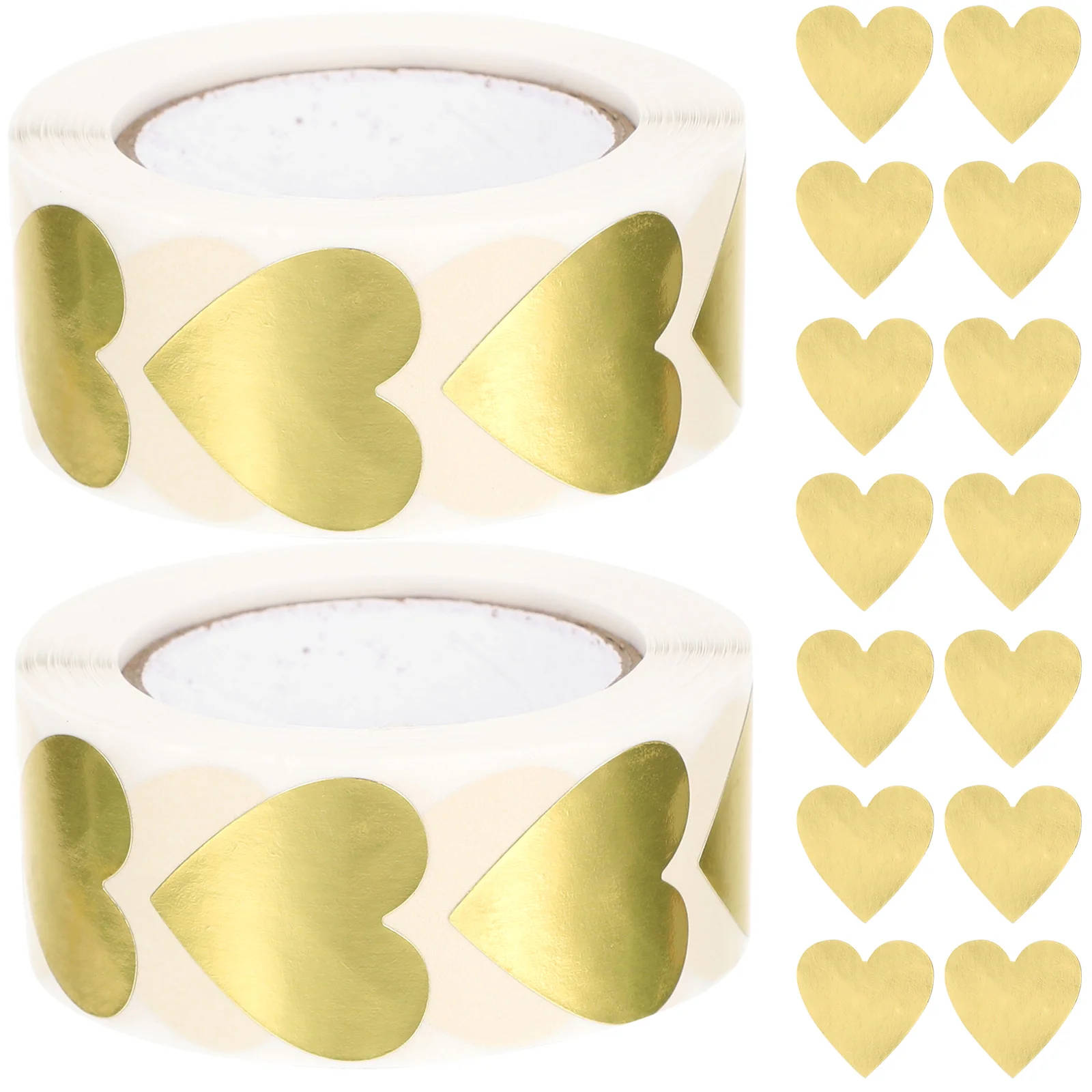 2 Rolls Water Proof Heart Seal Circle Stickers Scratch Gold Seals for Envelopes Sealing