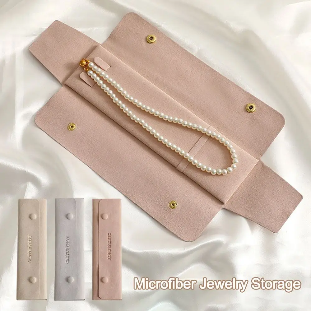 Gift Fashionable Microfiber Jewelry Storage Foldable Exquisite Jewelry Organizer Portable Snap Closure Bag