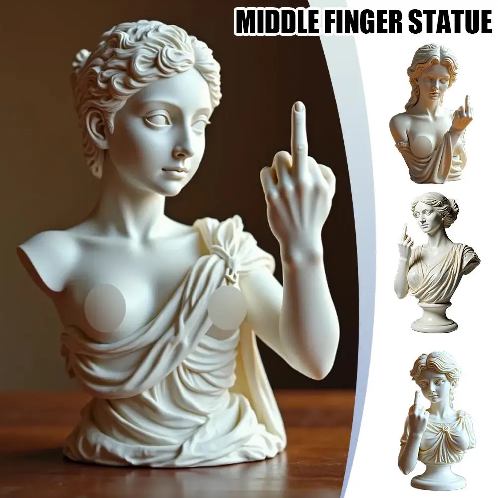 

New Mini Figurine Plaster Middle Finger Statue Vienna Goddess Greek Mythology Three-dimensional Resin Technology Home Decor