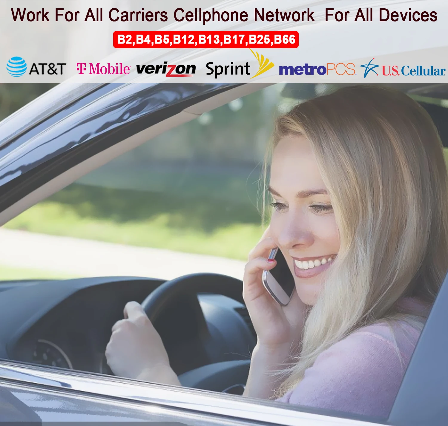 All-In-One 4G Signal Booster for Vehicles RV Car Truck Bus with Magnetic Antenna Works with Verizon Sprint All U.S. Carriers