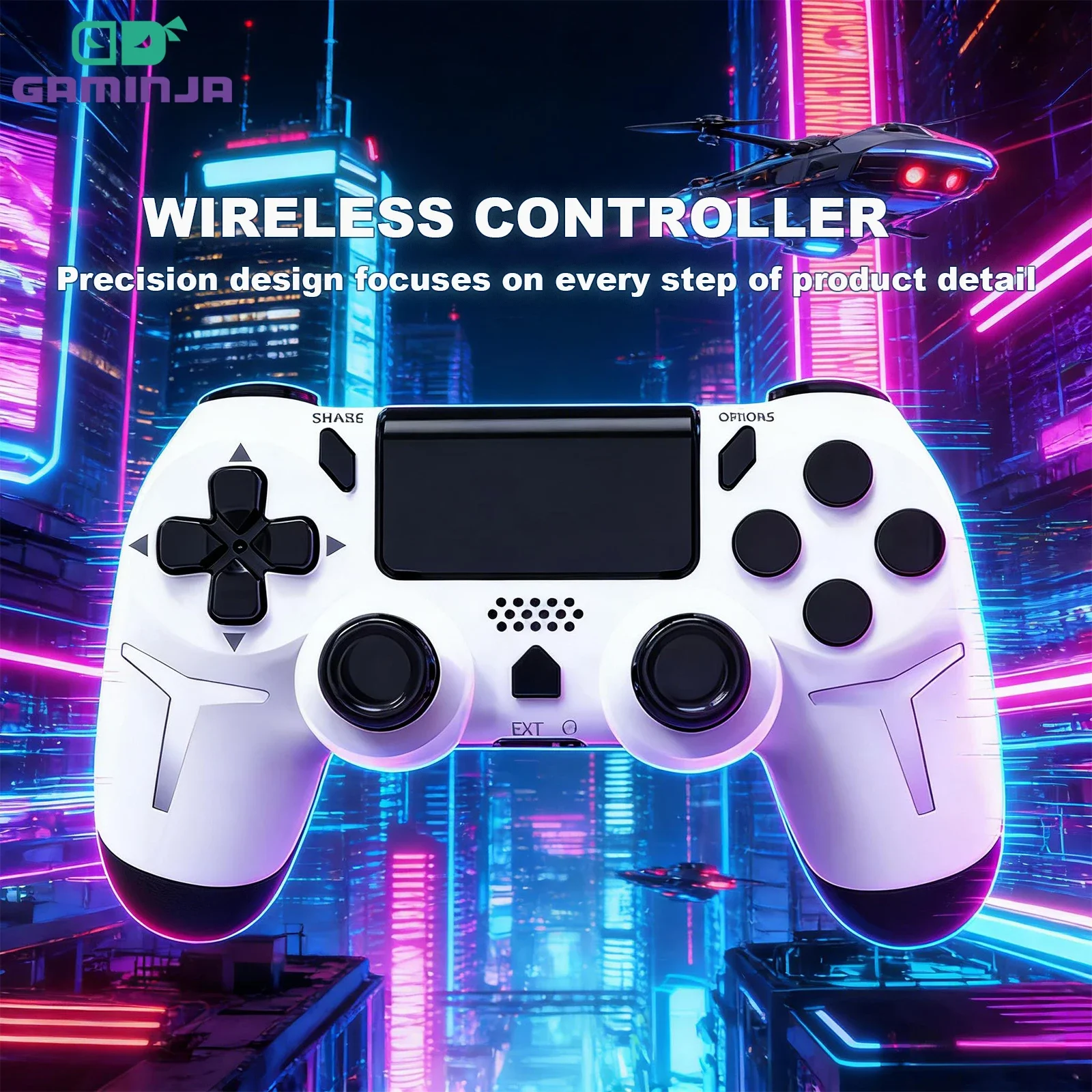

Беспроводной игровой контроллер GAMINJA P412 с Bluetooth для PS4, PS3, ПК, 6-осевой гироскоп, совместимость с консолями, двойная вибрация