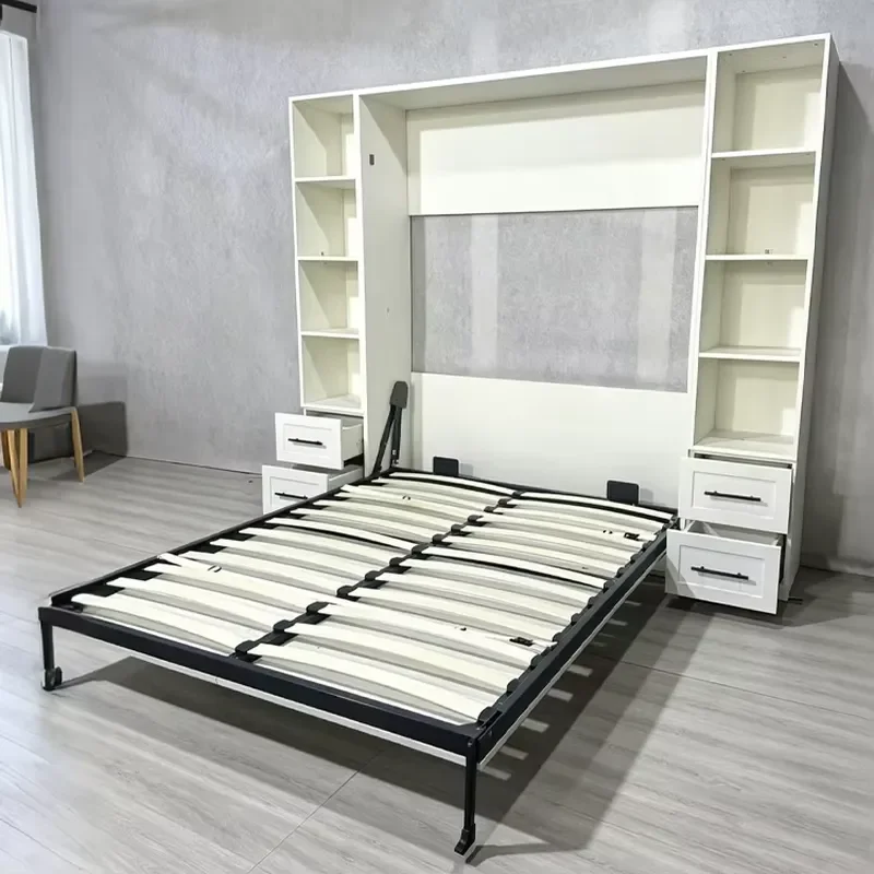 Queen/King Size Wall-Mounted Murphy Bed Frame Customizable Modern Space-Saving Furniture Hidden Folding Feature