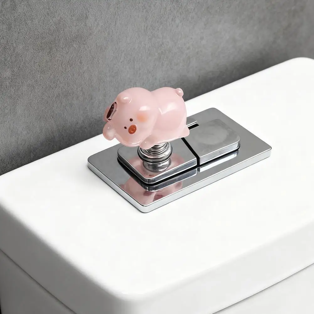 1PC Handle Toilet Press Button Cute Pig Shaped Press Tank Push Switch For Toilet Bathroom Water Tank Buttons Flush Accessories