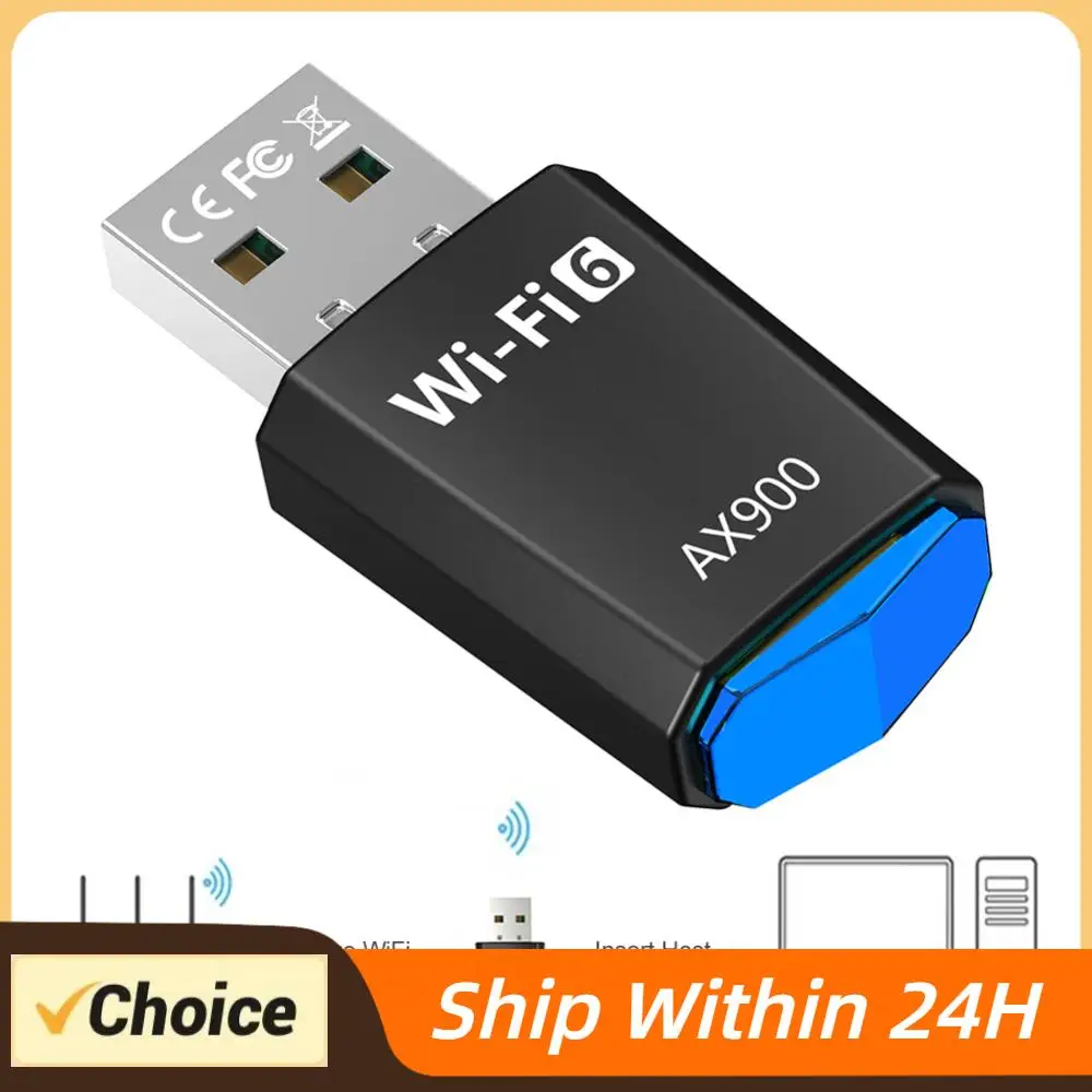 AX900 WiFi6 Smart Network Card 900Mbps Driver-Free Wireless Network Card 2.4G&5GHz WiFi Adaptador for Laptop Windows 7 10 11