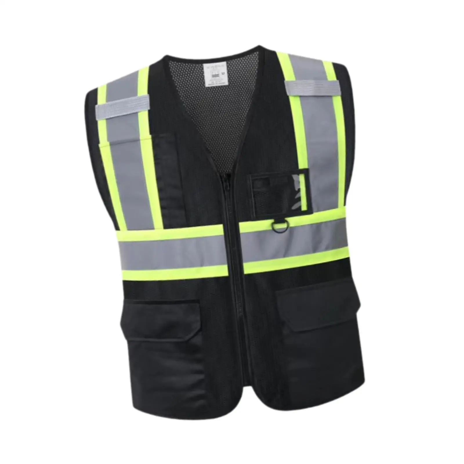 Reflective Safe Vest with Pockets Lightweight Men Women Work Clothing for Outdoor Hiking Biking Crossing Guard Surveyor