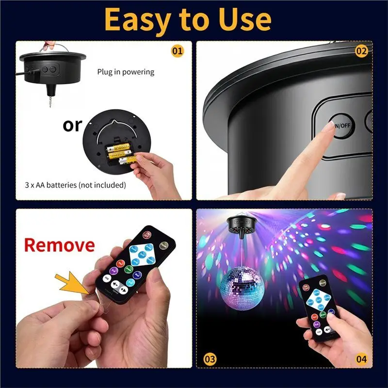 RGB Disco Ball Motor Remote 30 LED Lights Home Wedding Party Stage Lighting Replacement Fixture