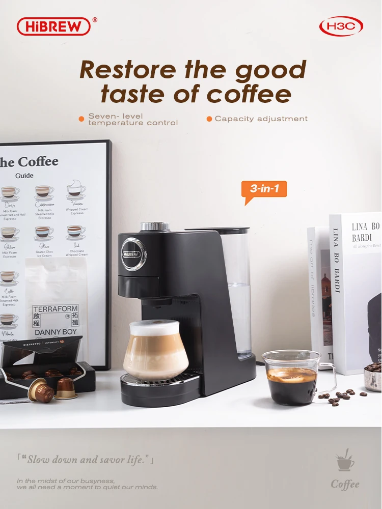 ماكينة صنع القهوة HiBREW 3 في 1 متعددة الكبسولات الساخنة/الباردة DG كابتشينو نس كبسولة صغيرة قهوة مطحونة كافتيريا H3C #2