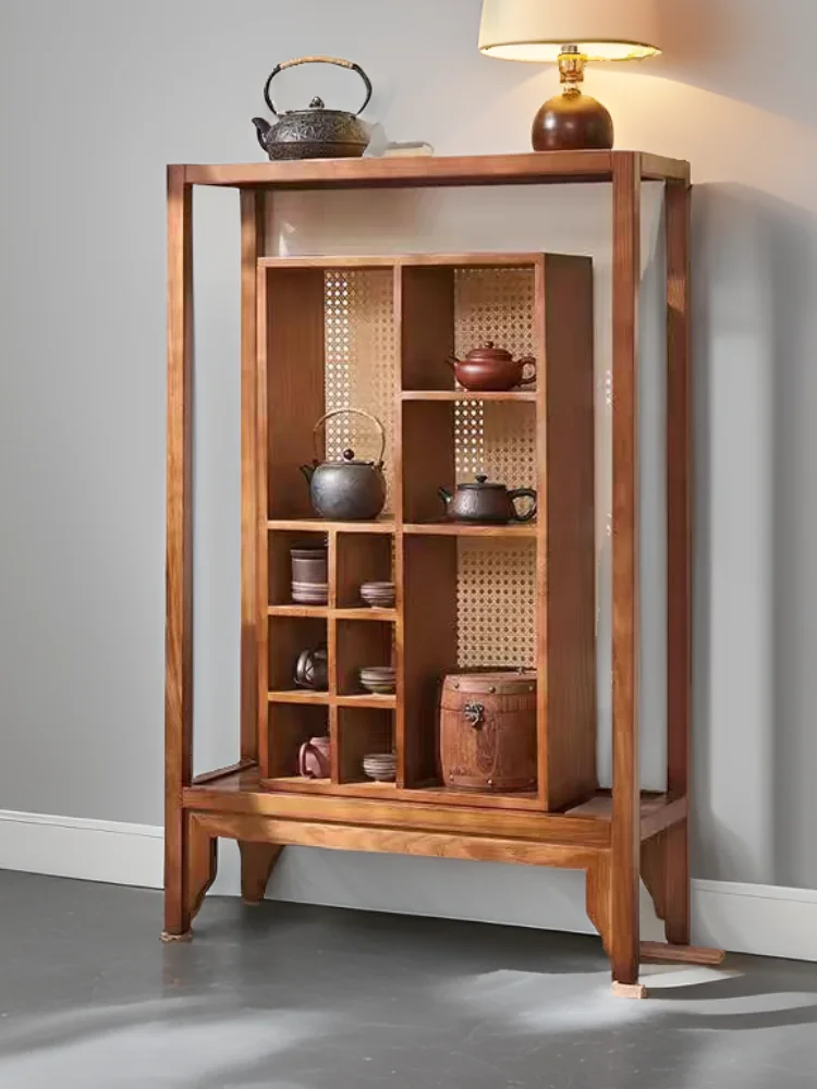 Tea room display case New Chinese study entrance frame Solid wood Duobao Pavilion Bogu frame